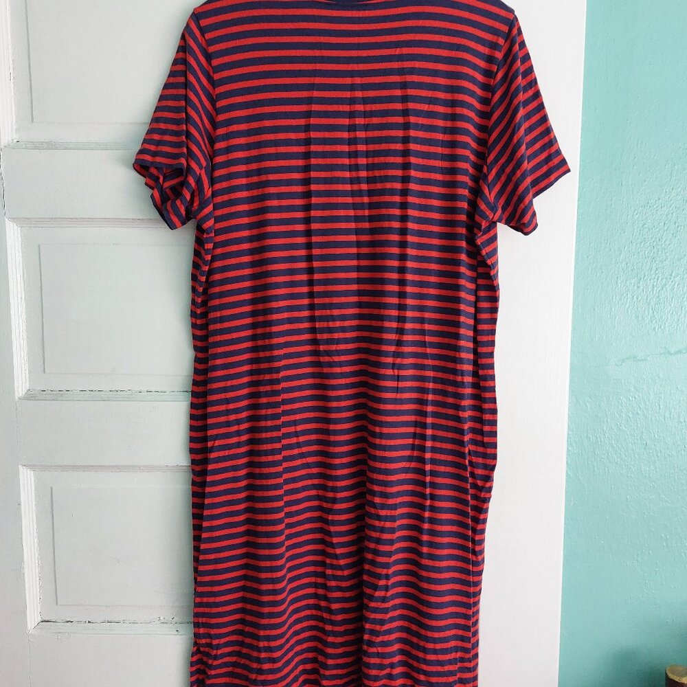Universal Standard Garcon Tee Dress in Cosmic Purple/Sunset Stripe Size Large - Picture 3 of 4